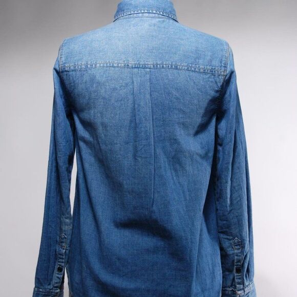 NWT J. Crew Blue Cotton-Button Long Sleeve Denim Shirt Size 2 - Picture 3 of 4